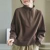 Stand Collar Half Zip Sweatshirt Women Autumn Winter Outerwear Long Sleeve Pullover Casual Loose Plus Size Womenswear
