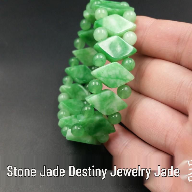 Light Green Jade and Emerald Bead Bracelet with Clasp