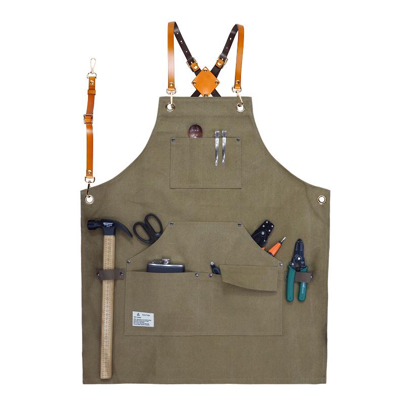 Thick Canvas Multi-Pocket Tool Apron with Custom Logo for Auto Repair & Woodworking