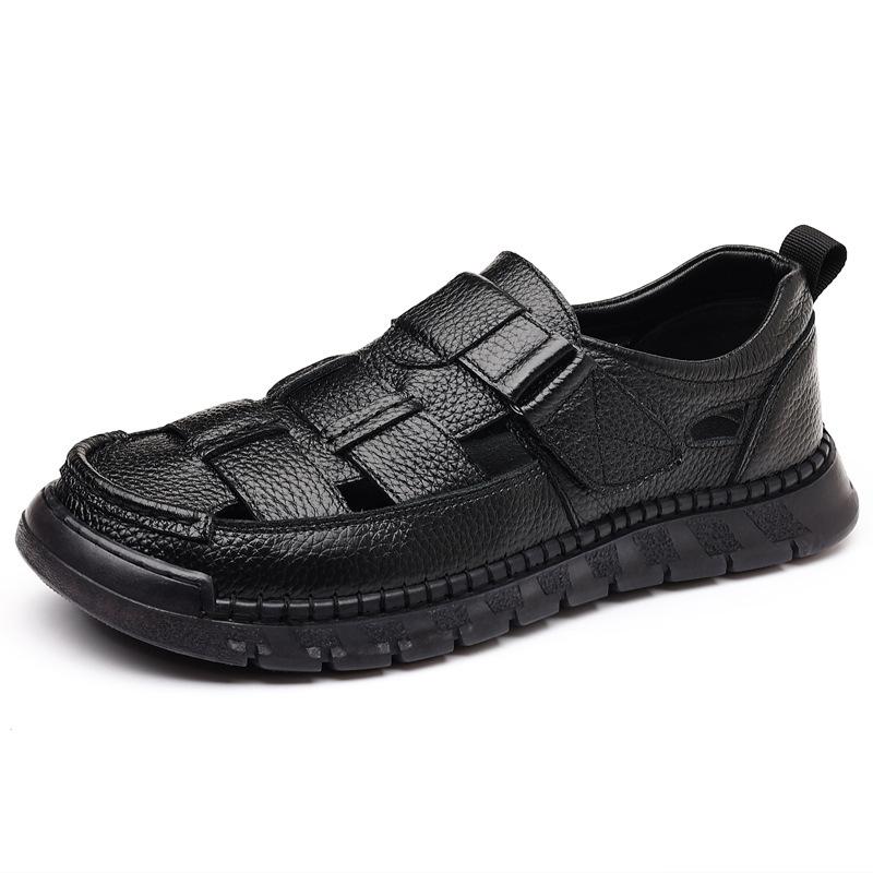 Men's sandals bag head middle-aged and elderly shoes casual style summer breathable leather shoes Wenzhou shoes 2025