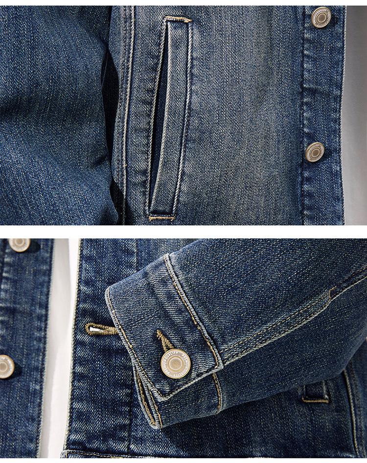Men's High-Quality Classic Blue Denim Jacket - Autumn/Winter Collection