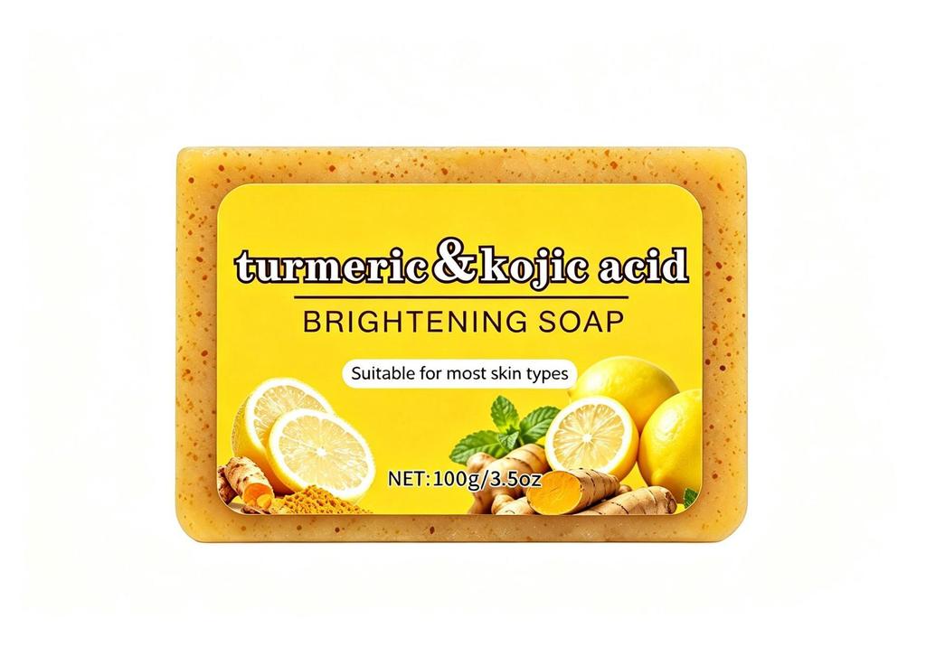 TK Style European and American Turmeric, Lemon, Kojic Acid, and Ginger Handmade Granular Soap for Bathing and Face Washing