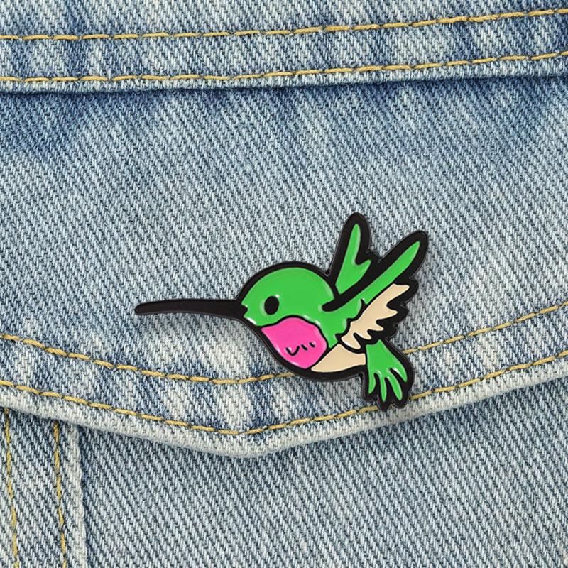 Hummingbird Badge Cute Colorful Bird Enamel Pins Cartoon Animal Brooch Wildlife Vitality Healing Freedom Accessories Decor