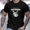 Men's Summer 100 Cotton Fashionable Casual Sports Loose Large Drum Pattern Printed Round Neck Short Sleeve T-shirt Top Tshirt