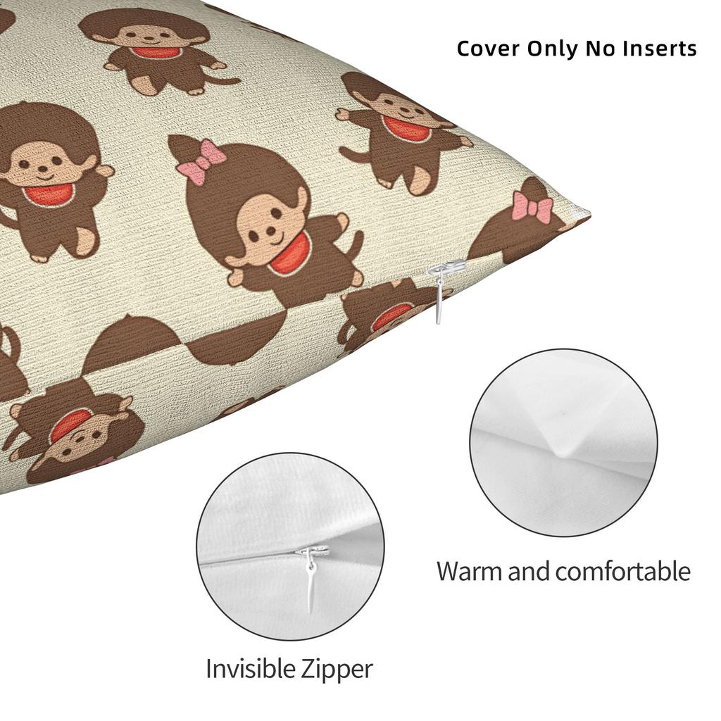 M-Monchhichis Pillowcases  Novelty Pillow Case For Sofa Car Home Decor Graphic Pillow Cover