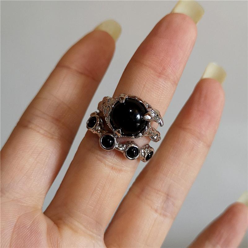 Vintage Goth Thorny Rose Couple Rings For Men Women Charm Irregularity Opening Stainless Steel Punk Finger Ring Jewelry Gift