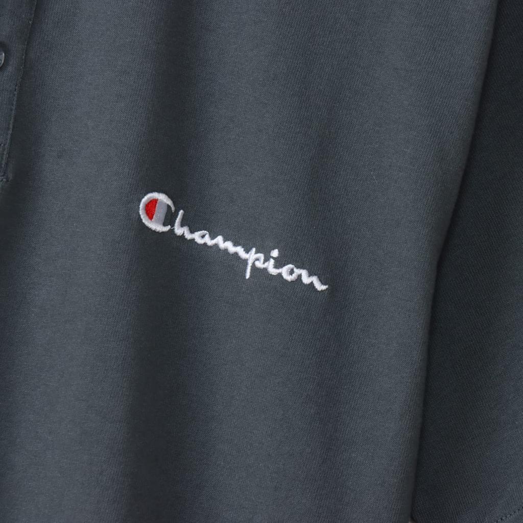Champion Script Logo Embroidered Basic Polo Short Script Logo Embroidered Polo Shirt S Shirt, Sleeve, 100% Cotton, C3-X361Z, Men's, Charcoal,