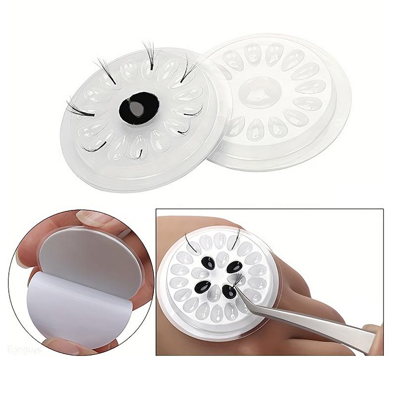 20 Stücke Kleberhalter für falsche Wimpern, Kunststoff-Wimpernkleberhalter, Tablett, Wimpernverlängerungspalettenpads, Wimpernverlängerungswerkzeug, Salon