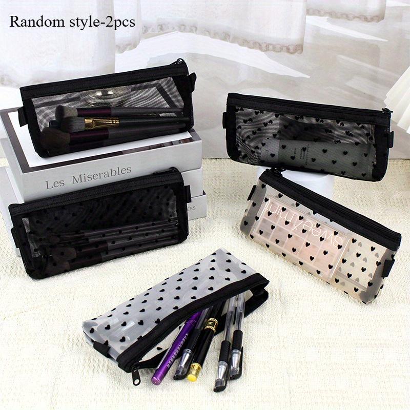 

Transparent Mesh Pencil Case,Office Desktop Storage Bag,Makeup Bag,Stationery Bag,Large Capacity Pencil Case,Office Supplies