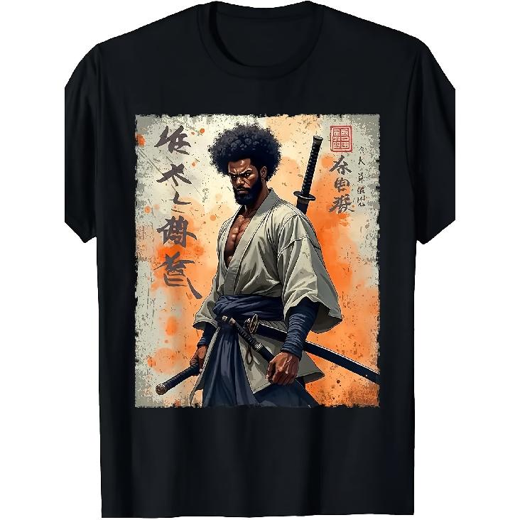 Men s & Women s African Shaman Warrior Blade Print T-Shirt - Cultural Heritage Design with Tribal Blade & Shaman Art - Soft Breathable XXX Cotton Tee S чёрный