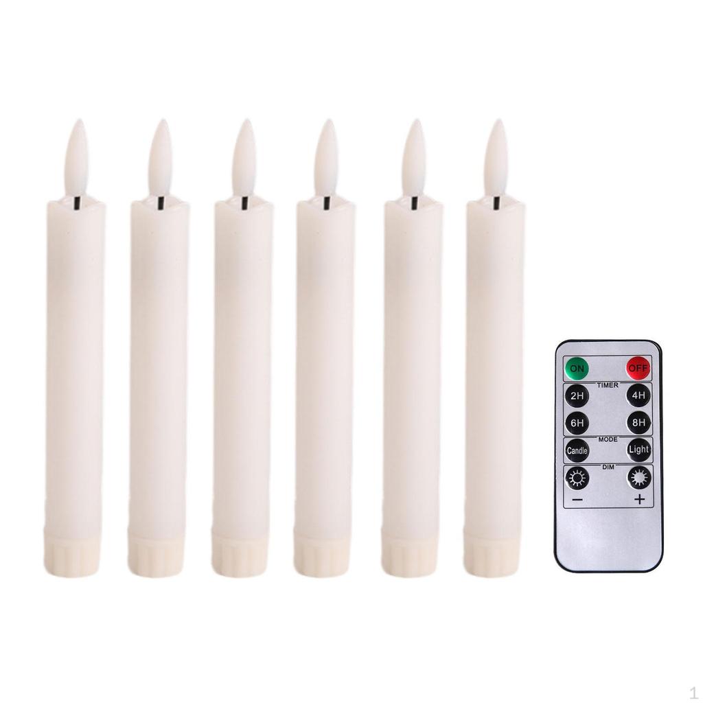 6 Pcs LED Candles Window Light Wick Flameless Taper with Remote Control for Bedroom