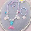 2/5pcs Girls Mermaid Pearl Necklace Bracelet Ring Earring Set Kids Toys Children Princess Accessories Girls Birthday Gifts