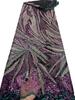 5yard Luxury Gauze Fabrics Exquisite Large Leaf Geometric Sequin Embroidery Tela DIY Wedding Dress Cheongsam Fabric for Sewing