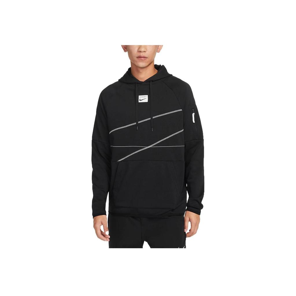 Nike Logo Print Pattern Drawstring Hooded Long-Sleeve Sweatshirt Men Tops Black DQ6621-010