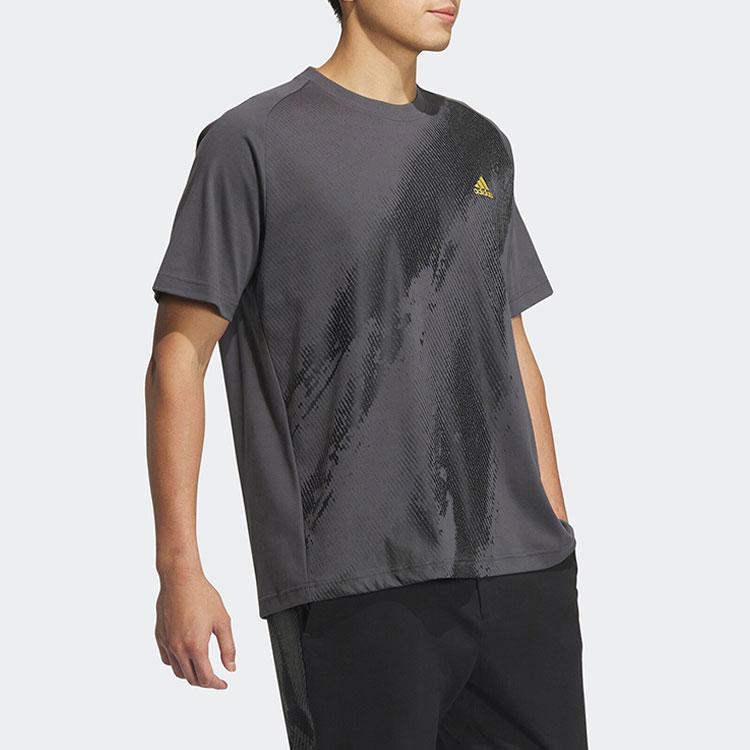 Adidas Logo Letter Print Round Neck Loose Breathable Short Sleeve T-Shirt Men T-Shirts Dark-Gray JF0784
