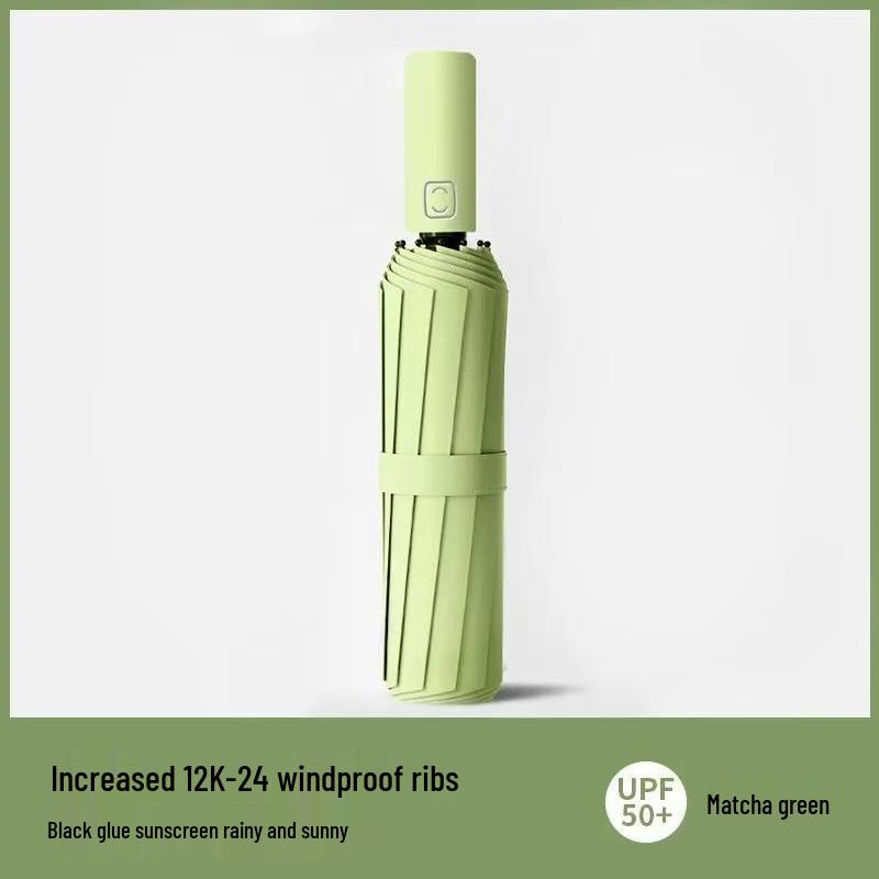Fully Automatic 24-Rib Folding Umbrella: Large, UV-Resistant, Sun & Rain Protection with Custom Logo Options