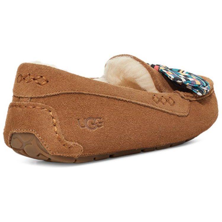 UGG Comfortable Plaid Bow Slip-On Shoes Women Shoes Chestnut 1138117-CHE