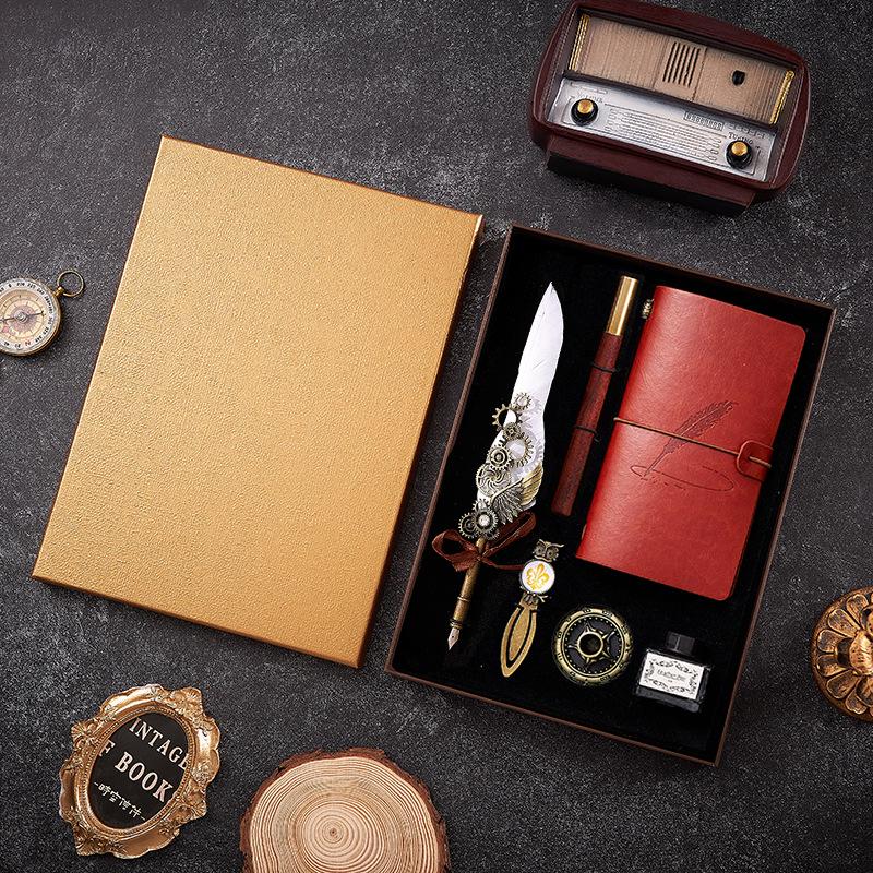 Set stilou Duker: Pană elegantă europeană retro pentru caligrafie cu ceară de sigiliu, perfectă pentru exersarea caligrafiei și prezentare în cutie cadou.