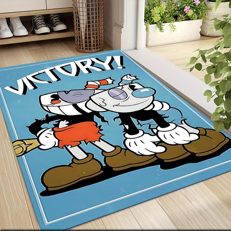1 Stück Cuphead Mugman Abenteuer Teppich Teppich Anpassbar Weich Waschbar Rutschfest Zuhause Wohnzimmer Sofamatten Personalisierter Teppich 0917249