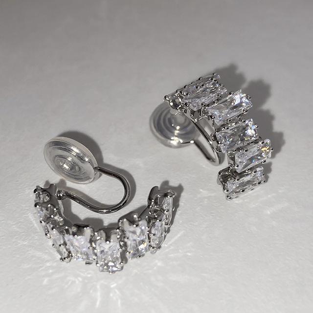 

Модные тонкие блестящие циркониевые серьги-манжеты в форме буквы C, металлические серьги-клипсы для женщин без пирсинга хряща, зажим для ушей, свадебные украшения