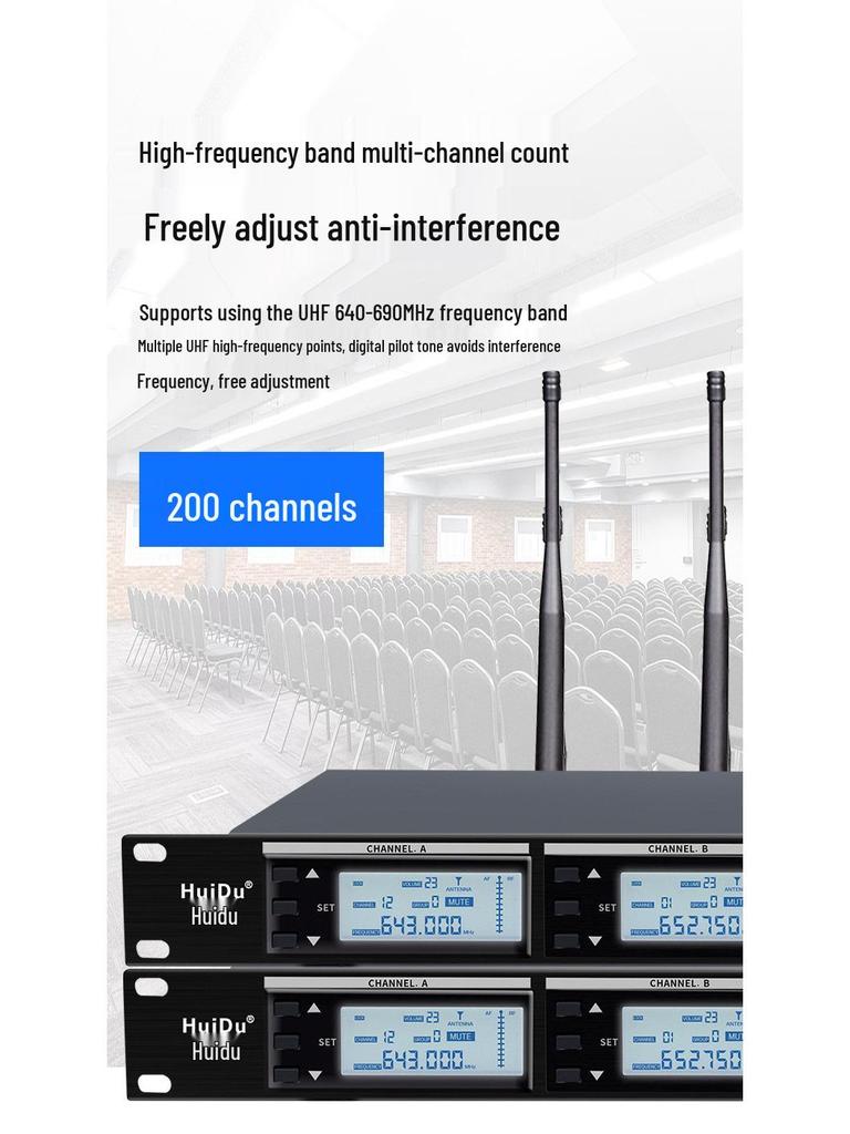 HuiDu AT-400S Long-Distance Wireless 4-in-1 Microphone System