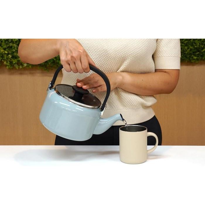 [Fujiholo] Enamel Kettle with Glass Lid, 2.0L, Sky Gray 2 L