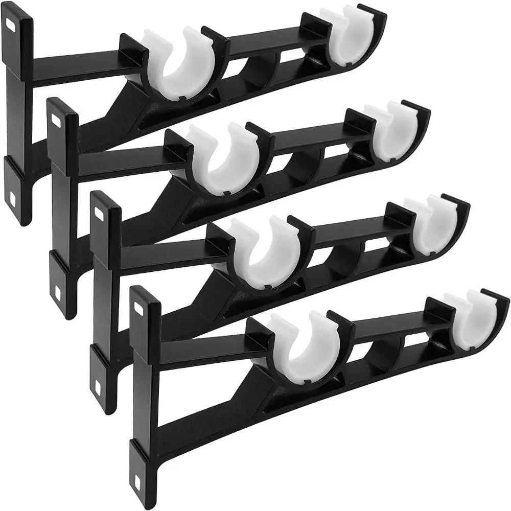 Black Aluminum Alloy Heavy Duty Single Curtain Rod Brackets for Curtain Rod Window Hardware Rod Pole Bracket