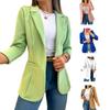 Women Fall Spring Coat Solid Color Lapel Long Sleeve Sraight Open Stitch Patch