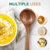 Wooden Soup Spoon 10Inch Teak Soup Ladle Natural Wood Serving Spoon Long Handle Deep Scooper Cooking Soup Spoon Kitchen Supplies