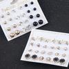 12 Pairs/Set Women's Pearl Flower Crystal Mix Design Studs Earrings Girls Elegant Gold Heart Ear Jewelry Gift Aretes De