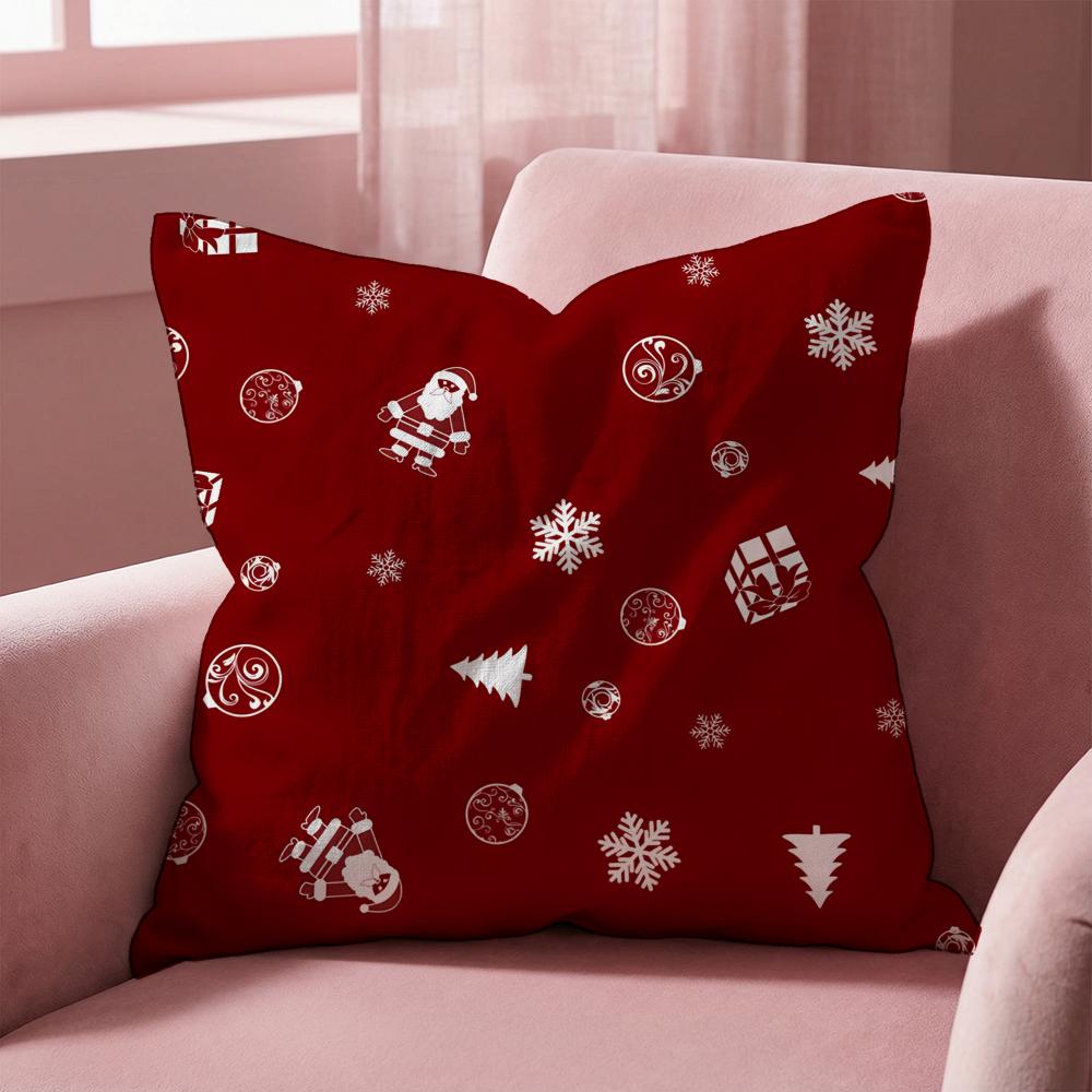 Christmas Red Bell Socks Santa Cushion Cover Multi-Scene Pillow Cover for Home & Car - Reversible, Soft & Durable for Daily Use