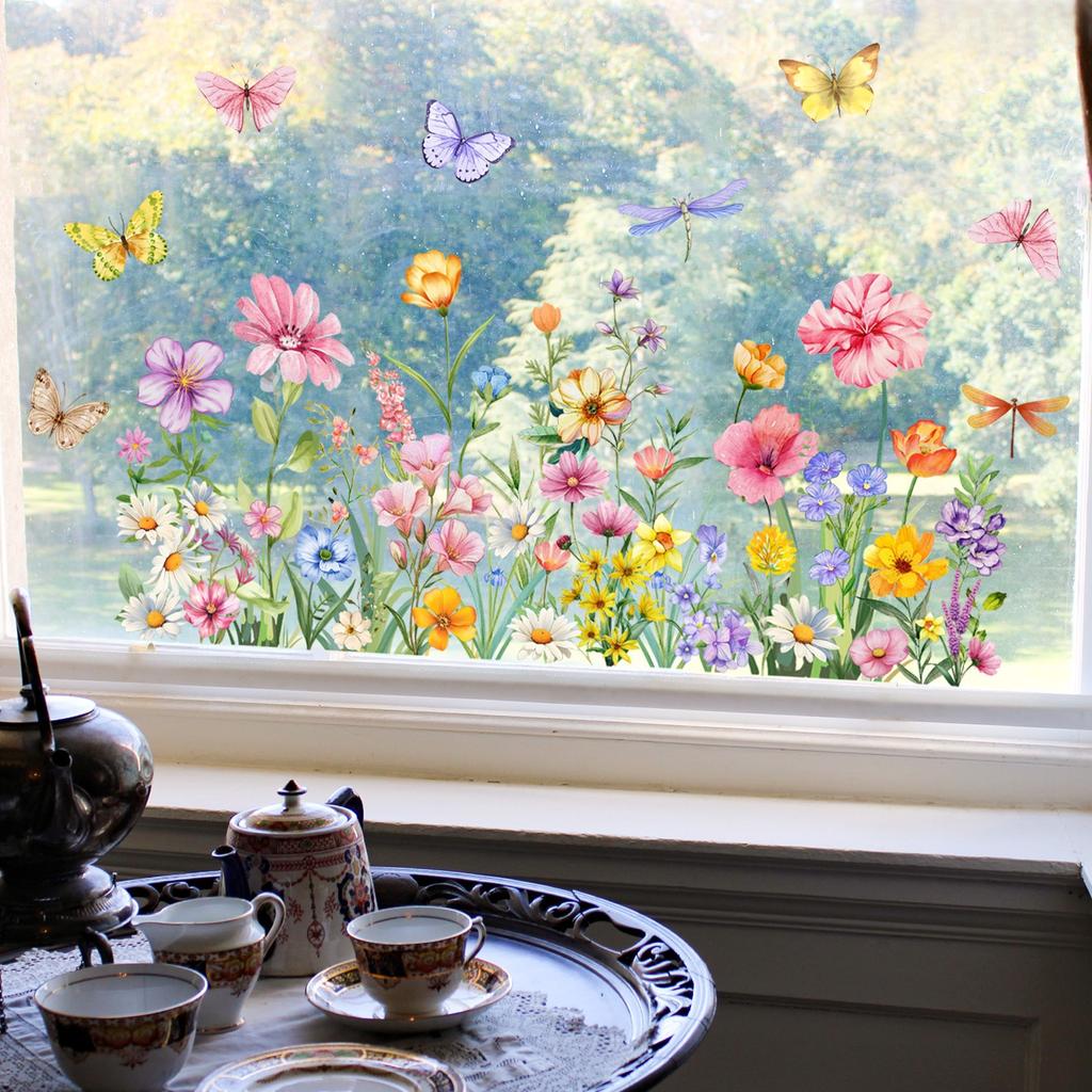Floral Window Clings Window Decals Easy Damp-apply Installation