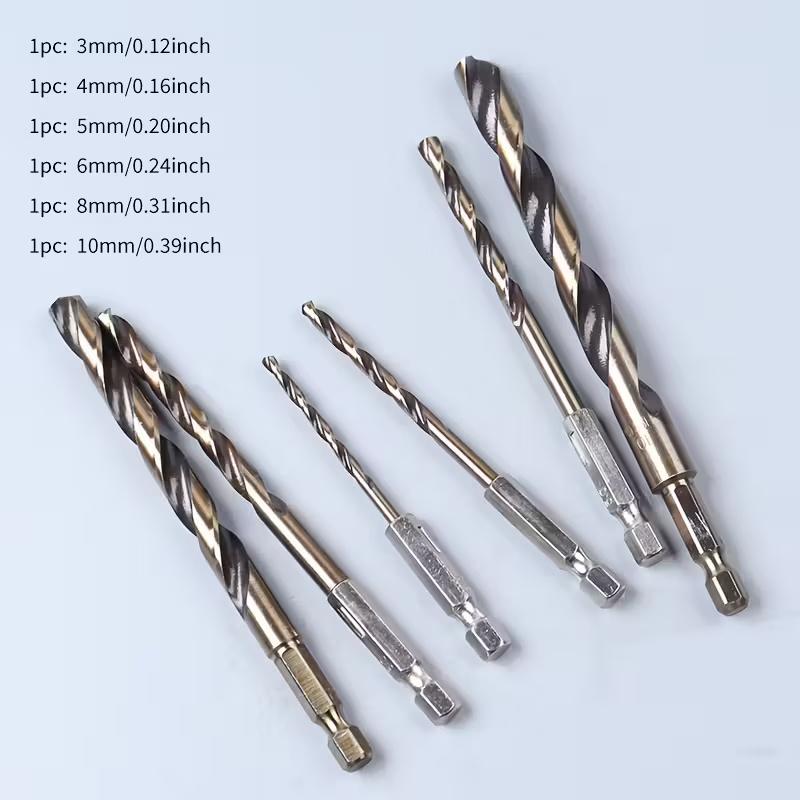 Professional 6 Piece HSS Coated Drill Bit Set with 1/4 Hex Shank Perfect for Cordless Screwdrivers and Various Materials