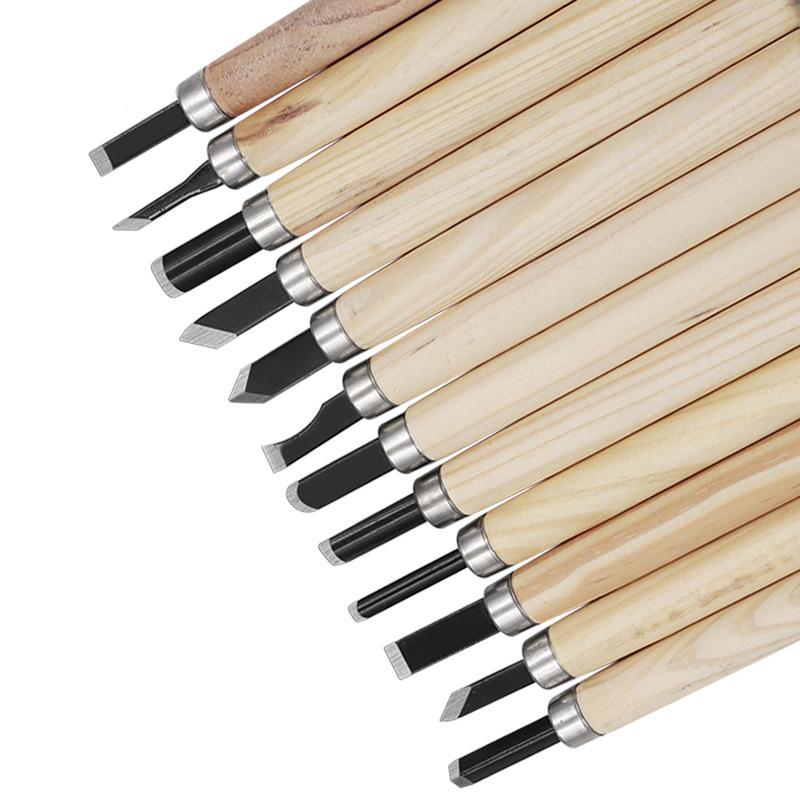 6/8/12PCS Wooden Carving Knife Manganese Steel Woodworking Engraving Tools Wood Carving Rubber-stamps Handmade Chiseling Kit ZYF