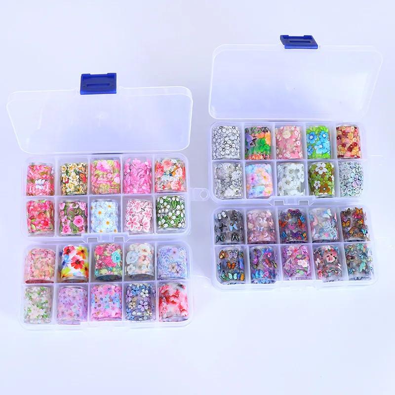 10 Stück/Box Nagel Holografische Transferfolie Aufkleber Gold Slider Wrap Klebepapier Sternen Nagelaufkleber DIY Dekorationsset