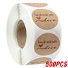 100-500Pcs Vintage Kraft Paper Stickers Scrapbook Gift Stationery Label Stickers Handmade With Love Thank You For The Stickers