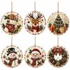 6Pcs Wooden Christmas Ornaments DIY Pearl Art Kits for Adults, Hanging Craft Decor Diamond Painting Kits with Twine for Holiday Window Christmas