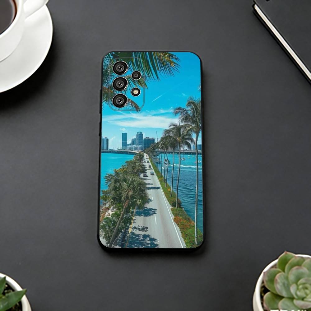 

Summer Art M-Miami Florida Phone Case Black Silicone Soft For Samsung S25,S24,S21,S22,S23,S30,Ultra,S20,Plus,Fe,Lite Samsung S25Plus