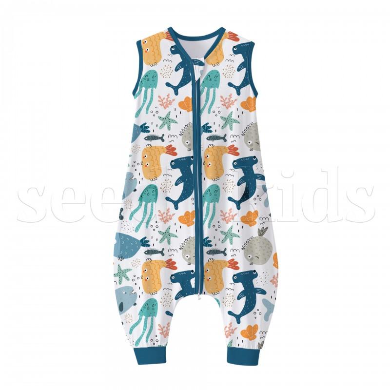Thin Sleeveless Baby Romper Sleepwear 0.5TOG - Toddler Anti-Kick Blanket Cotton Blend