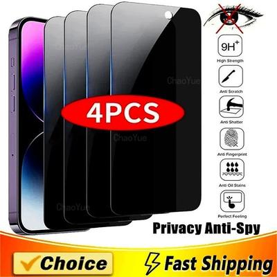 4Pcs Anti-Spy Privacy Full Cover Tempered Glass Compatible For iPhone 17 16 15 14 13 12 11 Pro XS Max Air X XR 6 8 7 Plus Anti Spy Privacy Tempered