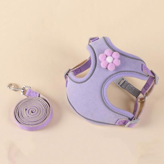Harness Leash Set Reflective Strap Night Safe Pet Dog Vest Flower Decoration Adjustable