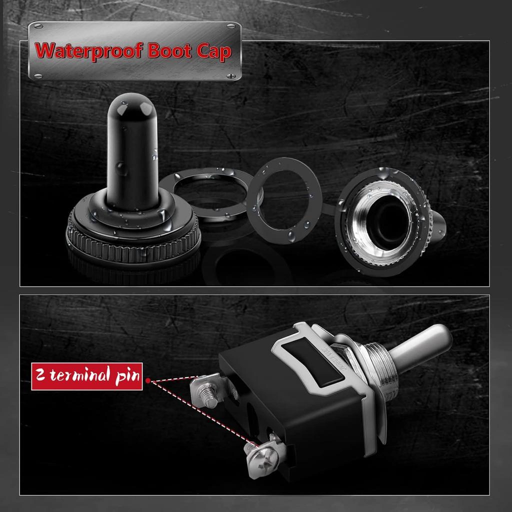 8 Pack Toggle Switches, 2 Pin 20A 125V AC/ 15A 250V AC ON Off Switch, SPST Car Rocker Switches With Boot Cap Cover, 12V Heavy Duty Waterproof Toggle