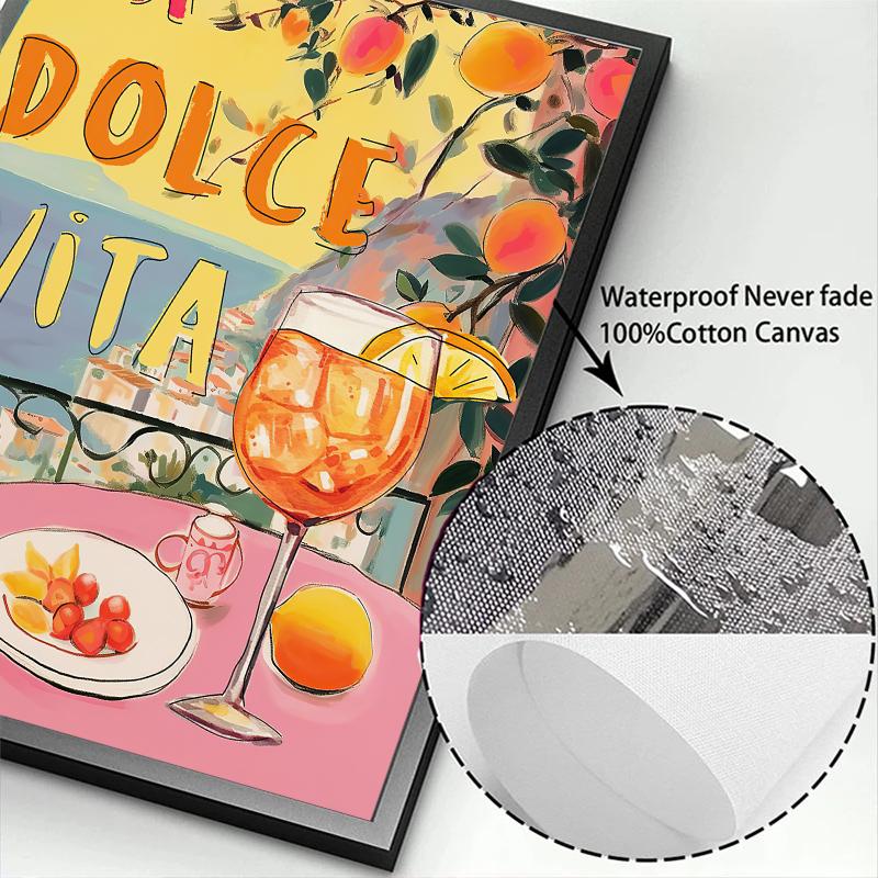 Plakát a tisk La Dolce Vita Retro Spritz Koktejl Plátno Malba Itálie Amalfské pobřeží Cestování Nástěnné umění Ložnice Domácí dekorace