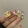 Gold And White Contrast Glaze Tulip Flower Ring INS High-end Square Women Finger Ring Jewelry Gifts