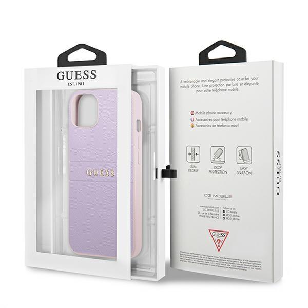 Guess Guhcp13Spsasbpu Iphone 13 Mini5,4 Fioletowy/Purple Saffiano Hot Stamp & Metal Logo