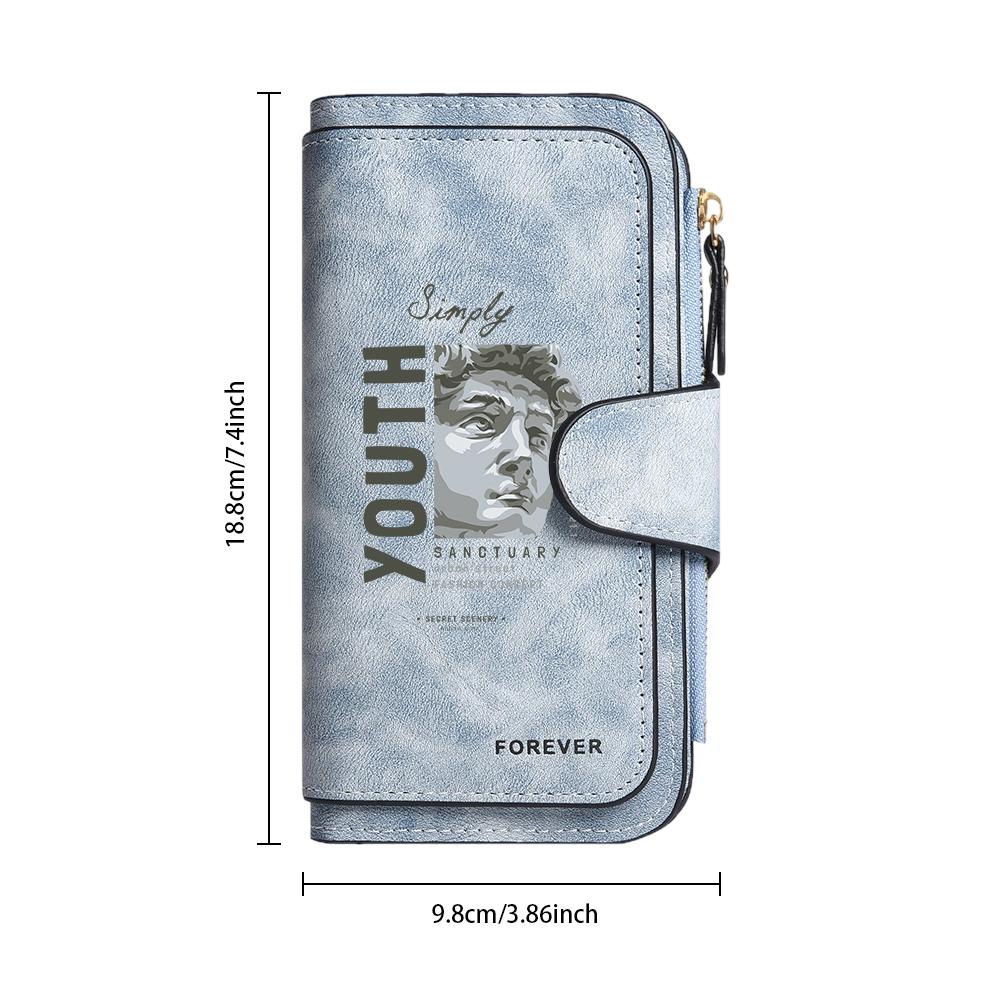 Fashion PU Long Wallet Youth Printed Multi Card Slot Portable Large Capacity Purse for Daily Use