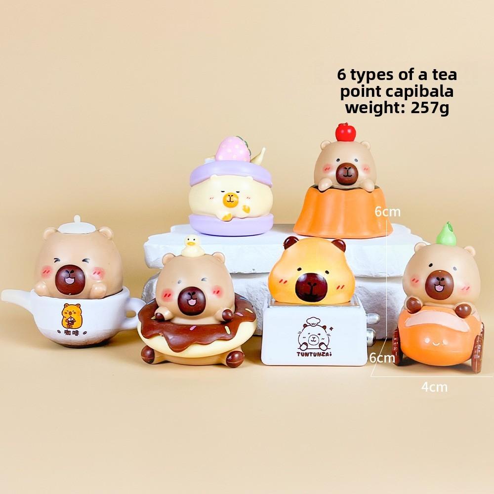 Capybara Sweet Donut Macaron Dessert Afternoon Tea Series Model For Fans And Decor Style A