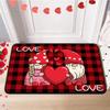 VIKAMA Valentine's Day Crystal Velvet Floor Mat Gnome Home Decoration Entrance Door Welcome Mat Love Kitchen Bedroom Rug