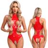 Dámské lakované body s mokrým vzhledem, výstřih, výstřih bez rukávů, svůdný kombinéza, noční prádlo