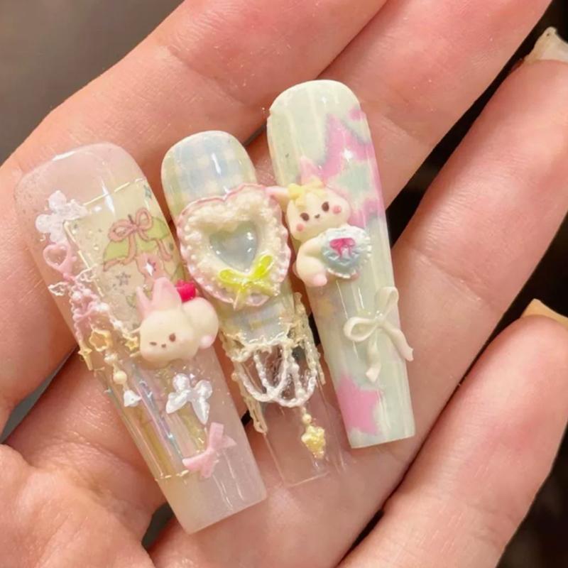 1Pcs Silicone Nail Art Mold Cartoon Cat Bow Style Relief 3D Nail Template Diy Nail Art Decorations Manicure Tool